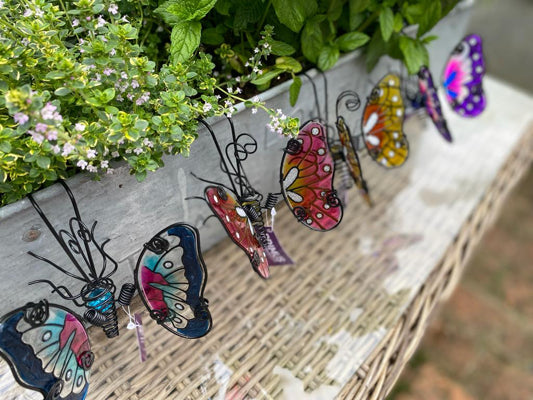 Glass Wing Spring-tail Butterfly Pot Hanger- set of 4