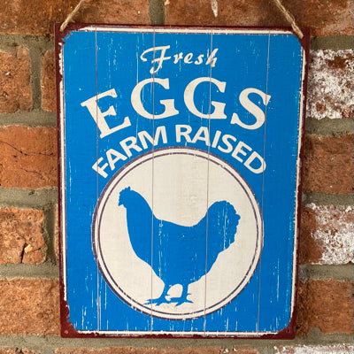 Fresh Eggs Metal Sign