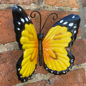 Hand Painted Yellow Metal Butterfly