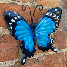 Hand Painted Blue Metal Butterfly